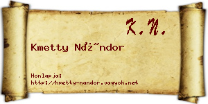 Kmetty Nándor névjegykártya