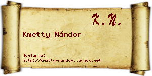Kmetty Nándor névjegykártya